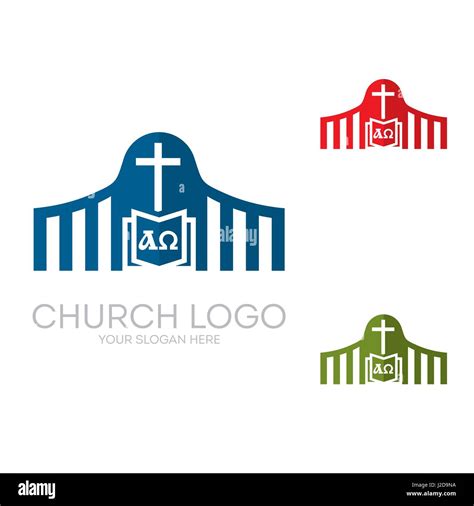 Church Logo Christian Symbols Holy Bible Cross Alpha And Omega