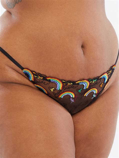 Savage X Pride Embroidered String Bikini In Black Multi Savage X Fenty