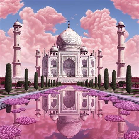 Premium Ai Image Taj Mahal Pink Inflatable Photography Ai Generated Image