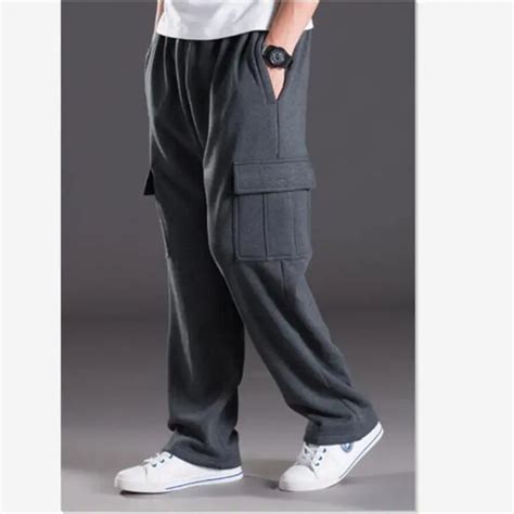 Plus Size 5xl Pocket Baggy Sweatpants Mens Fleece Elastic Waist Long