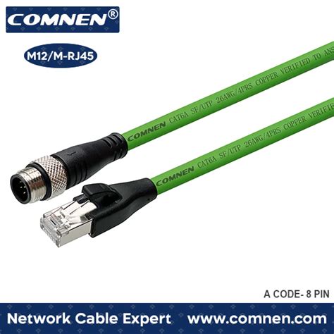 M12 A Code 8pin Male To Rj45 Cat6a Industrial Ethernet Cable