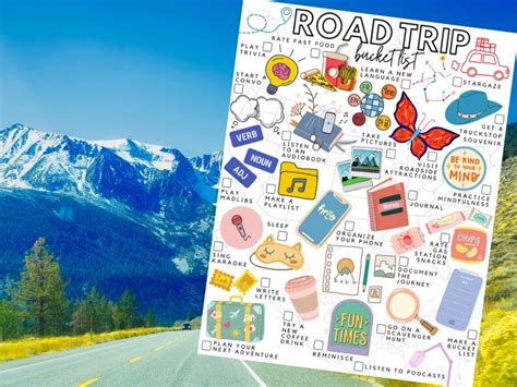 Printable Road Trip Bucket List Road Trip To Do List Etsy