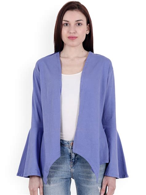 Buy SCORPIUS Lavender Solid Open Front Shrug Shrug For Women 7746804