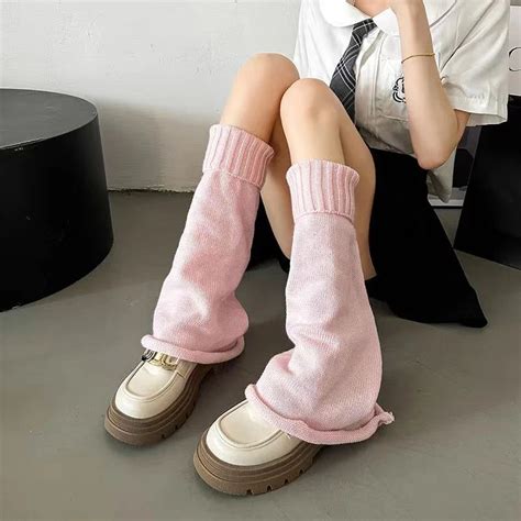 Vevesc Thickened Knitted Leg Warmers Japanese Jk Winter Boot Cuffs Long