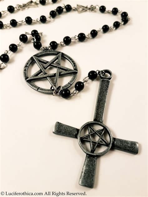 Satanic Rosary Steel Occult Rosary Left Hand Path Seal Of Baphomet