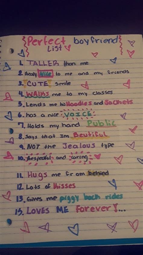 Perfect Boyfriend List Perfect Boyfriend List Cute Relationship