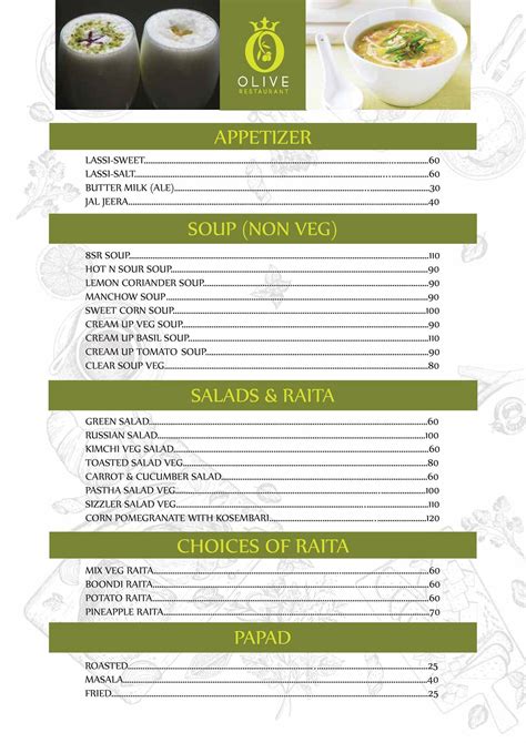 Menu at The Olive Restaurant, Thiruvananthapuram, No-O-1