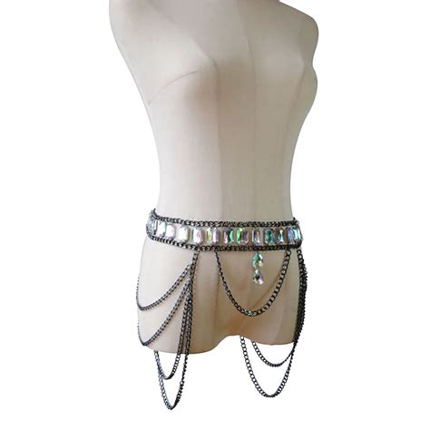 Body Chain Wasit Belt Waist Belt Metallic Sparkle Sexy Alloy For Disco