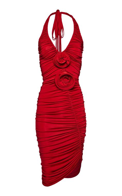 Magda Butrym Women S Ruched Asymmetric Mini Dress Red FR 36