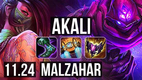 Akali Vs Malzahar Mid 6 Solo Kills 900k Mastery Br Diamond 11