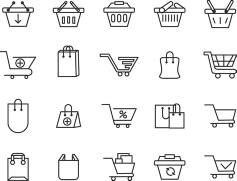 Shopping E Commerce Line Icons Set Shopping Online Shopping Thin Line