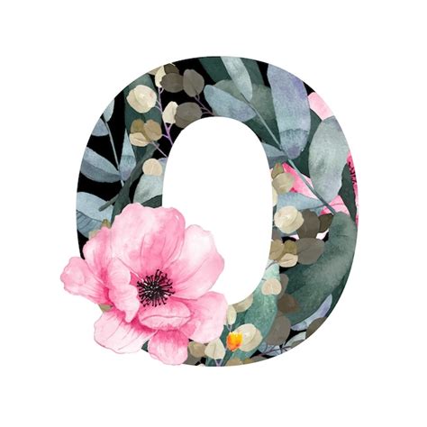 Letra mayúscula o estilo floral con flores y hojas de plantas Vector