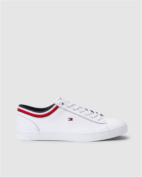 Zapatillas De Hombre De Piel Tommy Hilfiger De Color Blanco Con Logo