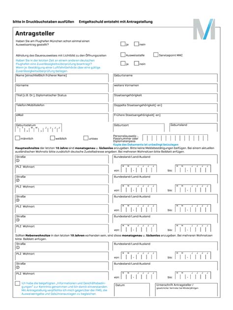 Ausfüllbar Online Auf Ausstellung oder nderung eines Flughafenausweises