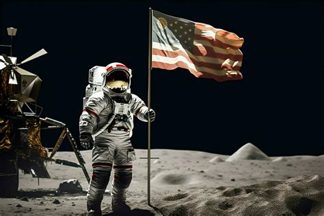 Chinese Astronaut Moon With Flag 30634261 Stock Photo At Vecteezy