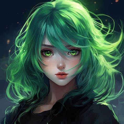 Premium Photo Anime Girl With Green Hair And Green Eyes Generative Ai