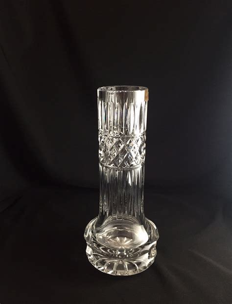 Vintage Large Tall Heavy East German Cut Crystal Vase Unique Etsy