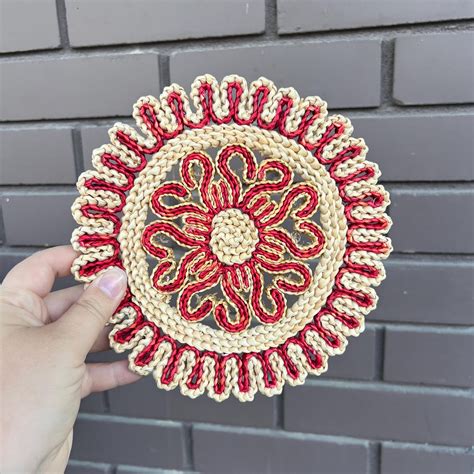 Vintage Set Of 3 Wicker Straw Trivet Hot Pad Woven Rattan Raffia Pot Holders Etsy