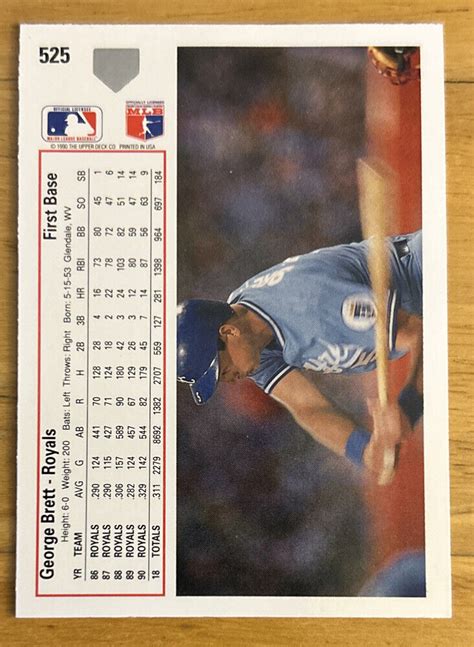 1991 Upper Deck George Brett Baseball Card 525 Royals HOF First Base