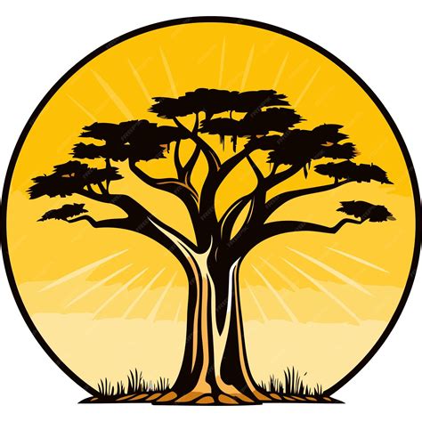 A powerful silhouette of a large ancient tree against a vibrant sunrise