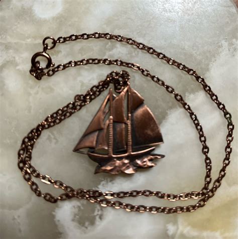 Vintage Copper Sailboat Pendant - Etsy