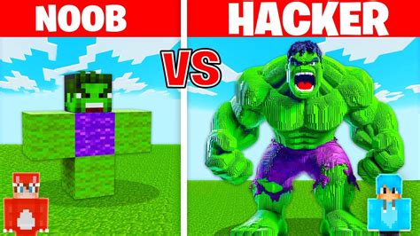 Noob Vs Hacker I Cheated In A Hulk Build Challenge In Minecraft Youtube