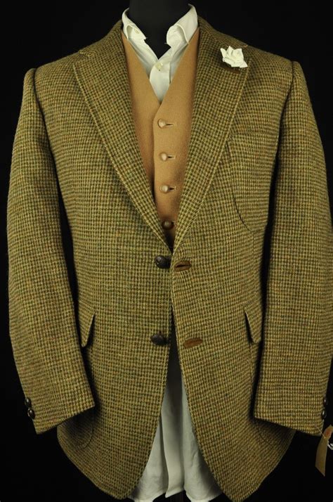 Vtg Daks Harris Tweed Tailored Hacking Hunting Jacket 44 Short 208