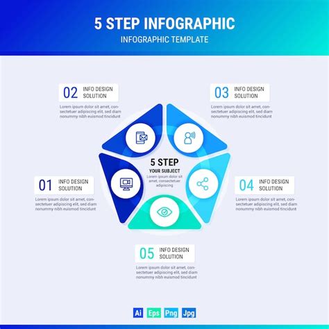 Elemento infográfico de 5 etapas psd Vetor Premium