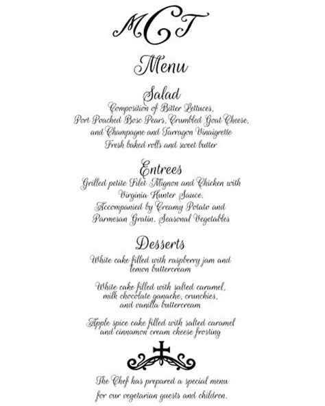 Formal Dinner Menu Ideas