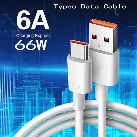 6a 66w Usb Type C Super Fast Charging Data Cable For Huawei Honor Oppo Vivo Xiaomi Oneplus