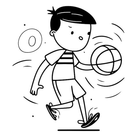 Premium Vector Basketball Player With Ball In Thin Line Style