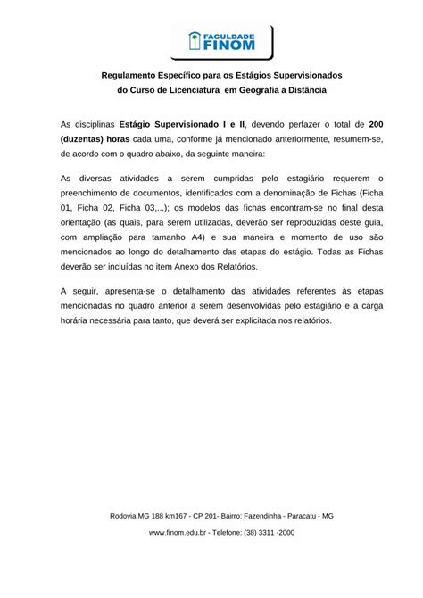 PDF Regulamento do Estágio Supervisionado do Curso de Geografia EaD