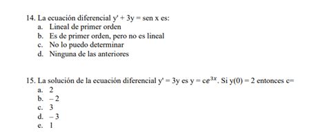 Solved La Ecuaci N Diferencial Y Y Senx Es A Lineal Chegg