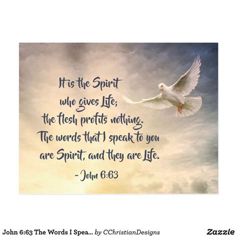 John 6:63 The Words I Speak are Spirit and Life Postcard | Zazzle | Scripture verses, Christian ...