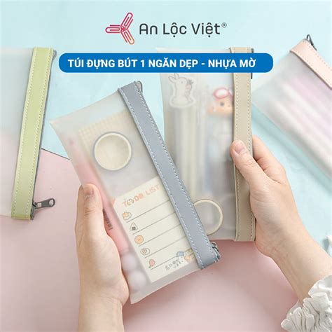 HÀNG MỚI Túi đựng bút ngăn nhựa viền màu sắc xinh xắn kiểu dáng đơn giản tiện dụng đang HOT