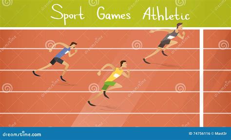 Runner Athlete Running Sprint Track Sport Competition Stock Vector