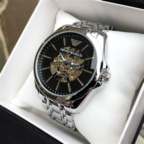 Мужские серебряные механические наручные часы Emporio Armani / Армани ...