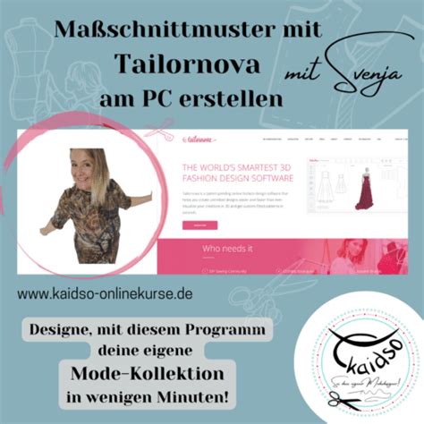 Maßschnittmuster mit Tailornova am PC erstellen kaidso Onlinekurse