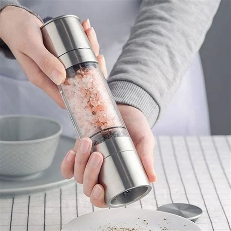 Pepper Mill Grinder 2 In 1 Stainless Steel Manual Salt Pepper Grinder