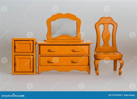 Toy Furniture, Wooden Desk, Cabinet and Chair Stock Image - Image of ...