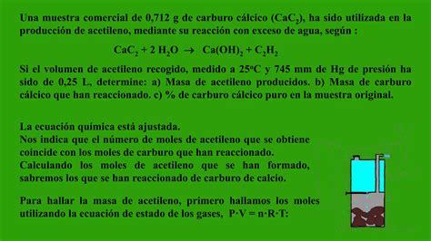 Problema De Reacci N Qu Mica Obtenci N De Acetileno Ppt