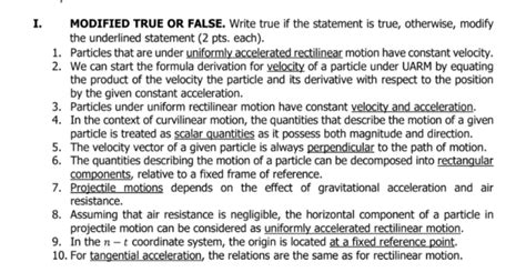 Solved I MODIFIED TRUE OR FALSE Write True If The Chegg