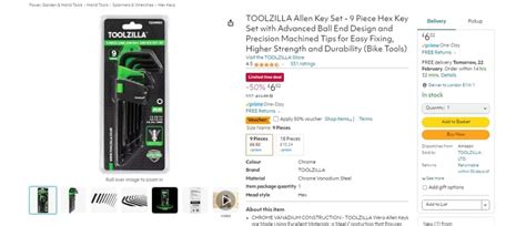 Toolzilla Allen Key Set At Amazon