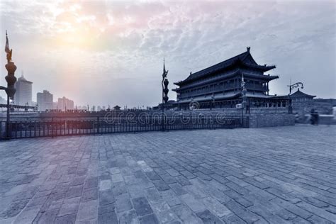 Xi An China Ancient City Wall Stock Photo Image Of Night Chinese