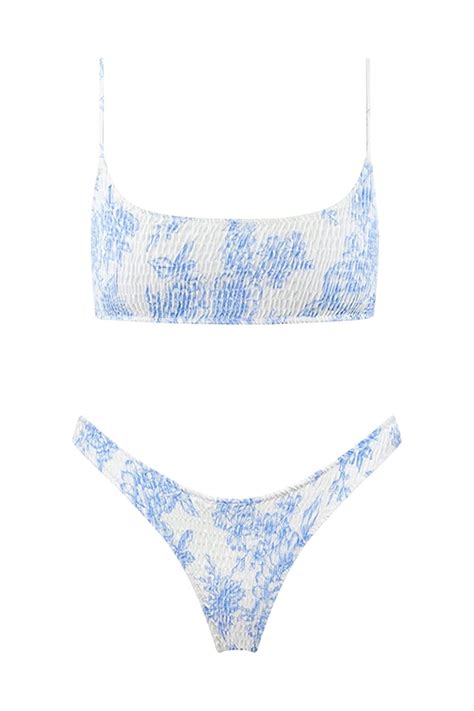 White And Blue Floral Print Bikini Coastal Cowgirl Summer Aesthetic Artofit