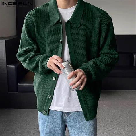 Casual Simple Style Tops Incerun New Mens Knitted Sweater Streetwear