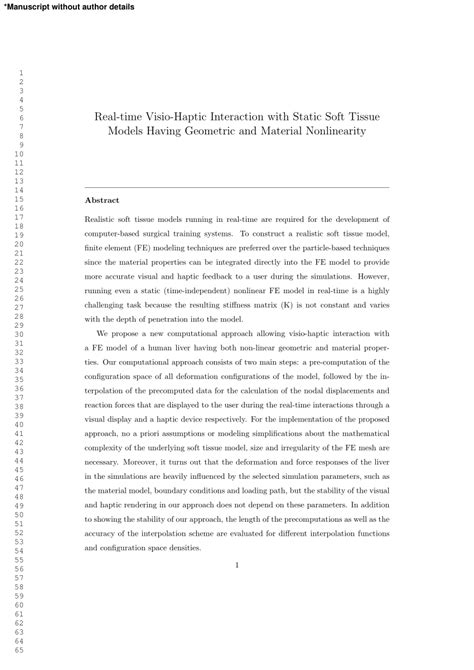 Pdf Real Time Visio Haptic Interaction With Static Soft Tissue Models Having Geometric And