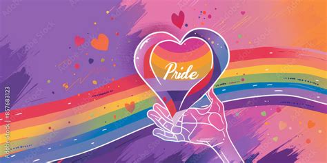 Illustration Banner Background For Pride And Gay Rights With Written Pride With Lgbt Rainbow