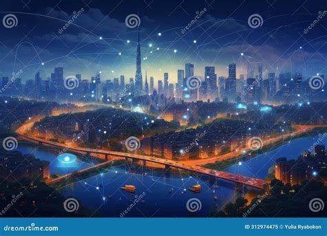 Efficient Smart City Ai Network Digital Generate Ai Stock Image