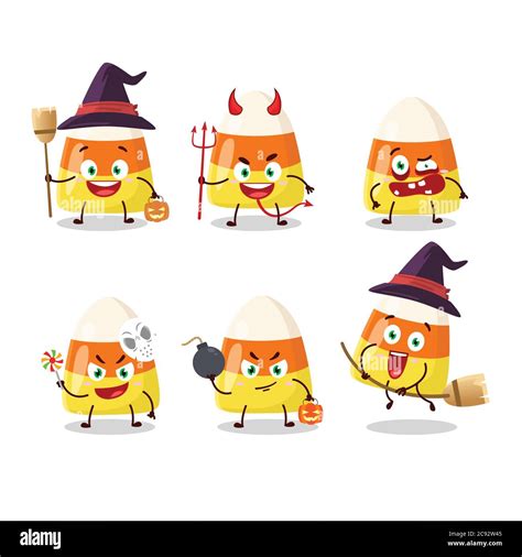 Halloween expression emoticons with cartoon character of candy corn ...